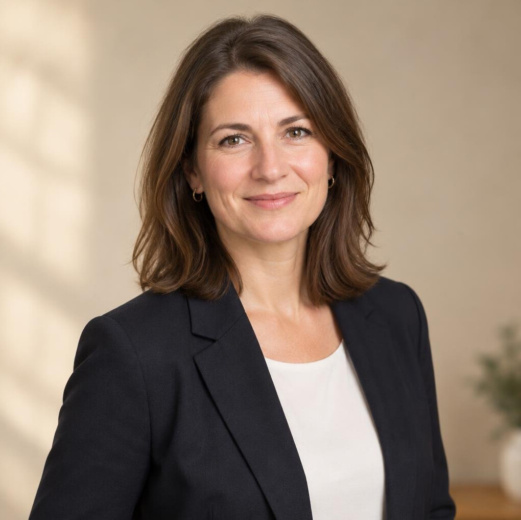 Portrait of a professional woman researcher in a blazer smiling softly